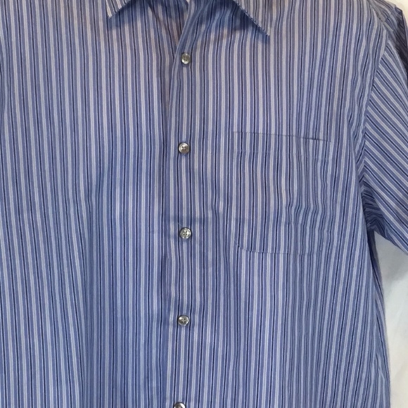 Van Heusen Blue Tan Striped Mens Sz M 15 15 1/2 33 - Picture 2 of 5